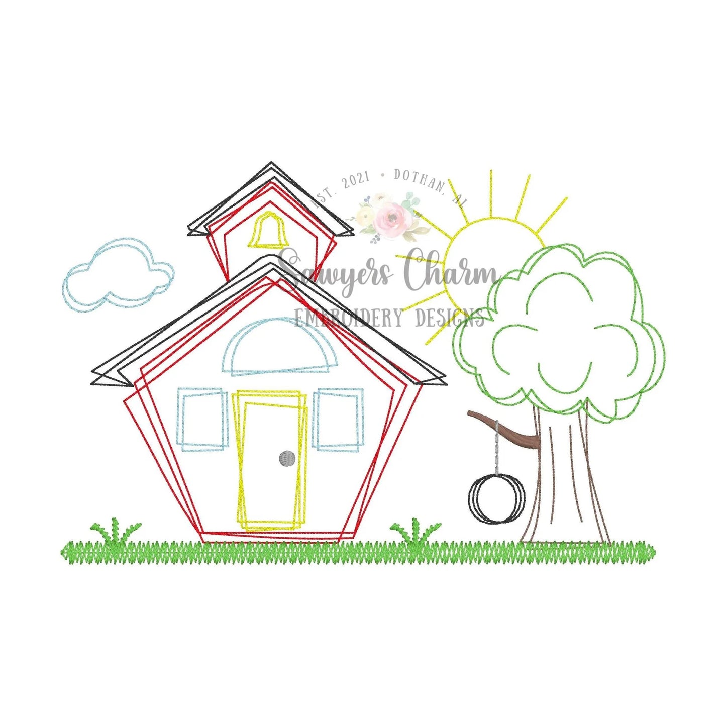 2762 - SCHOOL HOUSE VINTAGE STITCH BOY - SKETCH CHILD SHIRT
