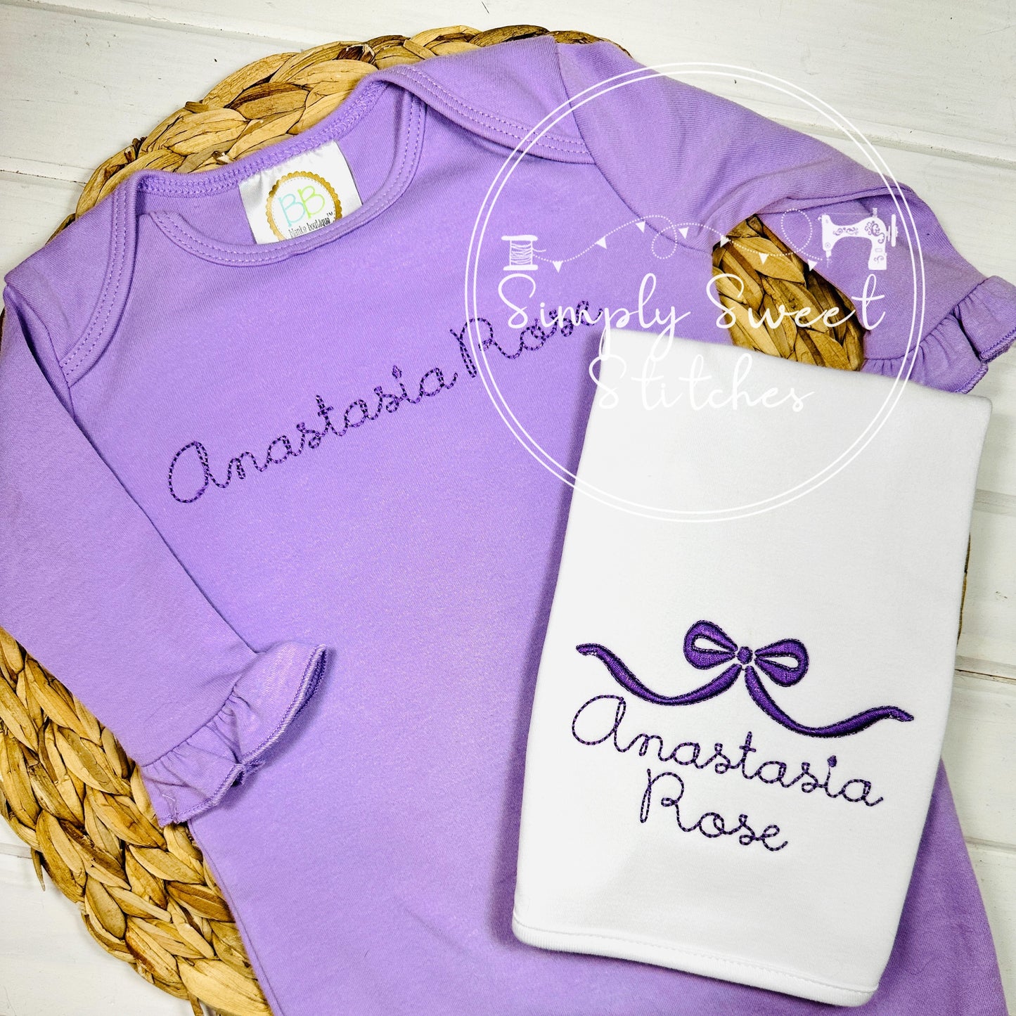 1381 - FULL NAME - EMBROIDERY BABY GOWN