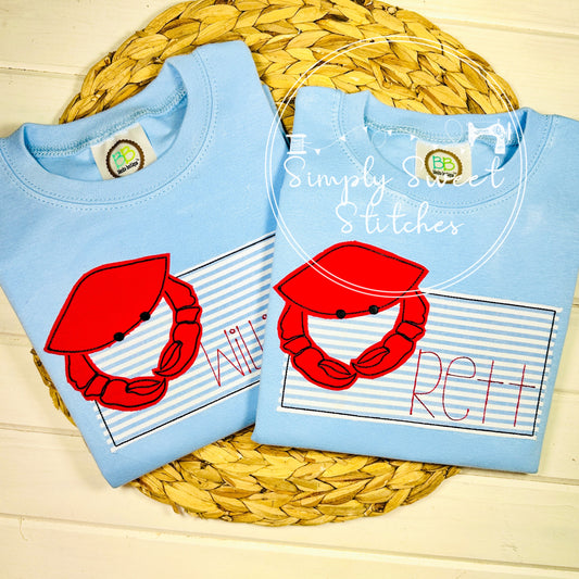 1632 - CRAB NAME BOX - APPLIQUE CHILD SHIRT
