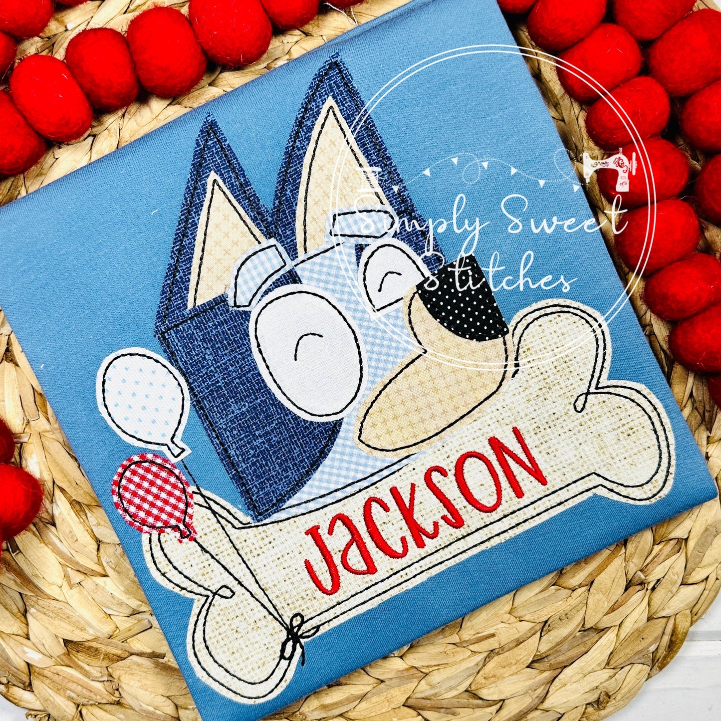 2518 - BLUEY BIRTHDAY - APPLIQUE CHILD SHIRT