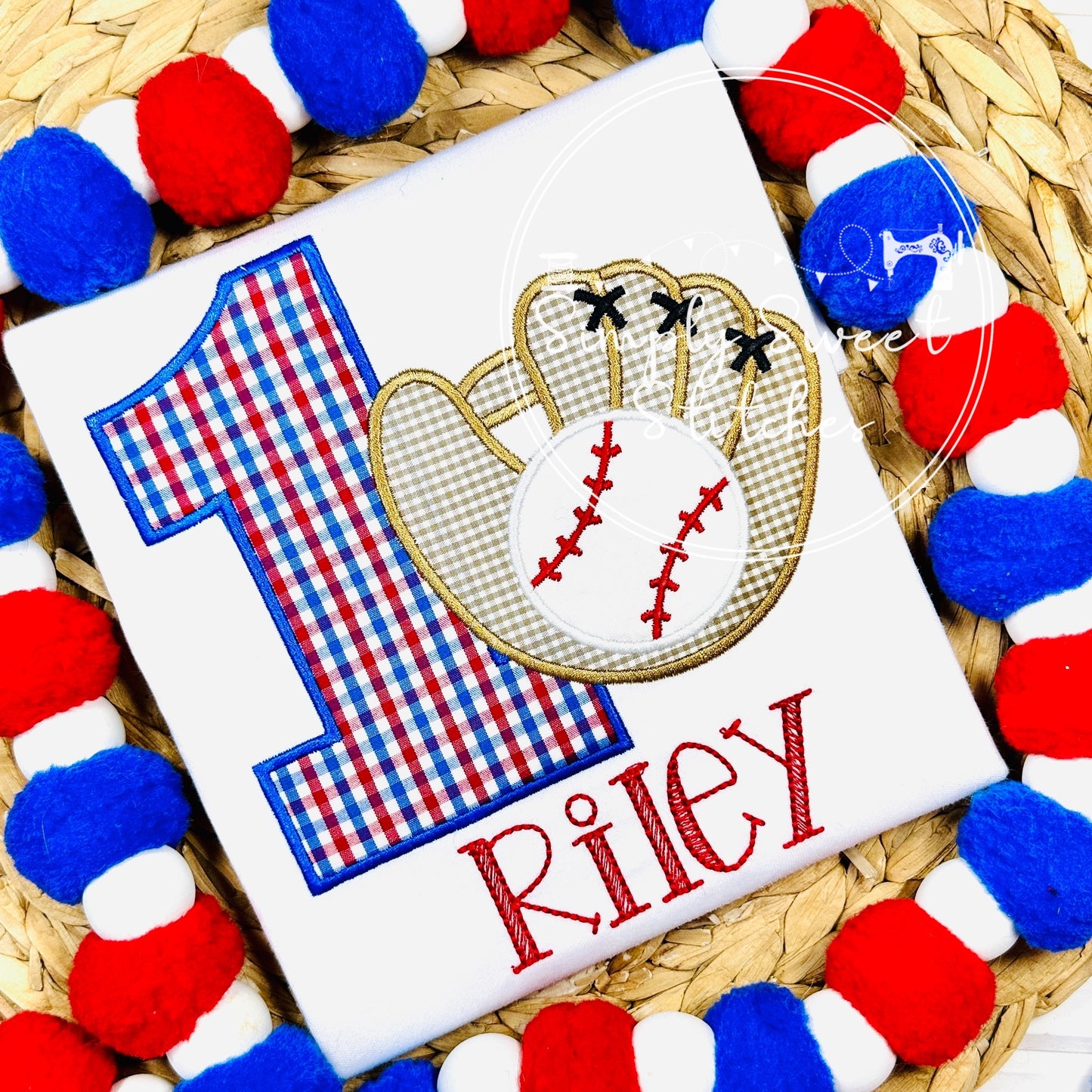 1380 - BASEBALL BIRTHDAY NUMBER - APPLIQUE CHILD SHIRT