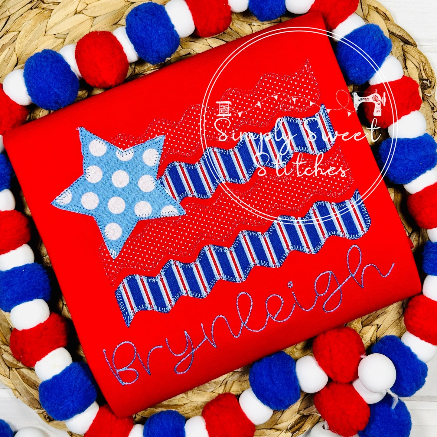 1694 - STAR PATRIOTIC FLAG - APPLIQUE CHILD SHIRT