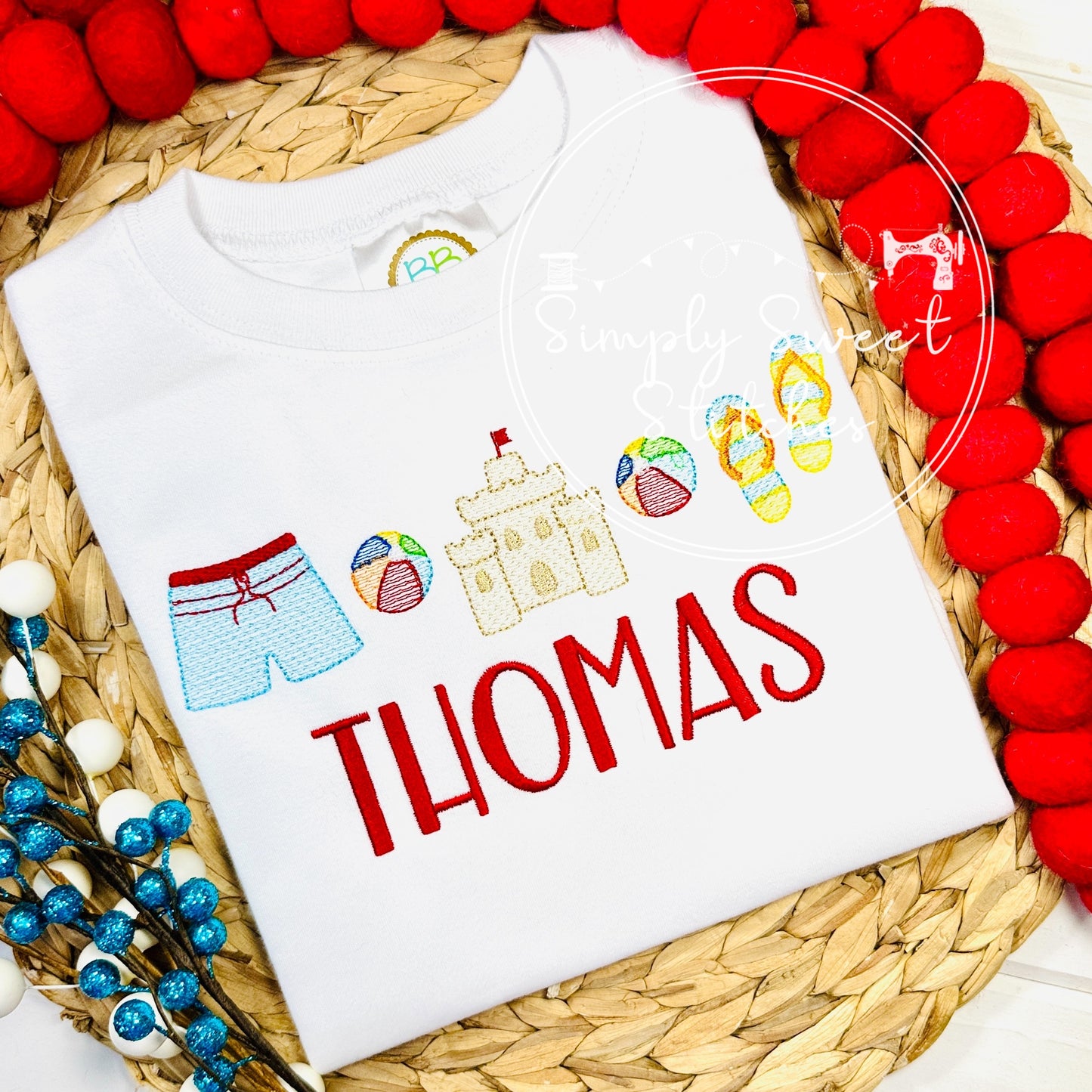 2662 - SUMMER SANDCASTLE LINEUP - APPLIQUE CHILD SHIRT