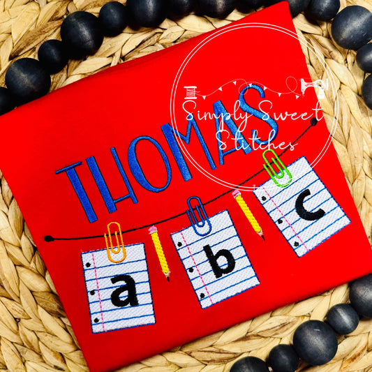 2561 - BOY ABC NOTEBOOK PAPER BUNTING - SKETCH CHILD SHIRT