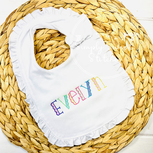 1219 - GIRL NAME - EMBROIDERY BIB
