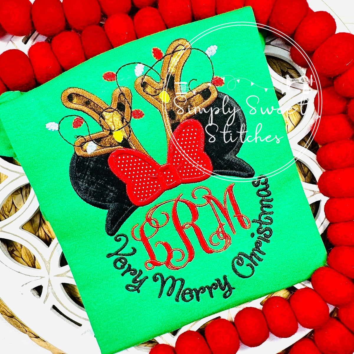 2226 - MISS MOUSE REINDEER - APPLIQUE CHILD SHIRT