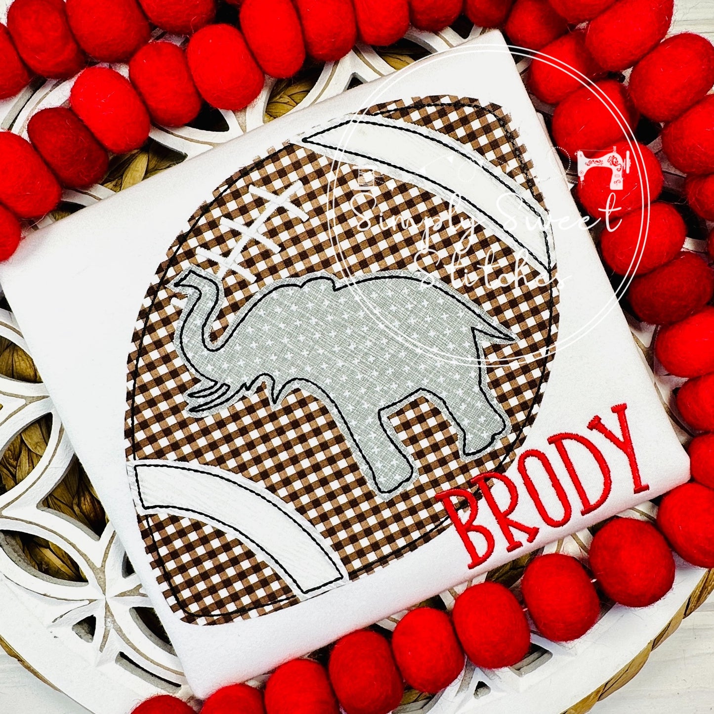 2640 - ELEPHANT FOOTBALL - APPLIQUE CHILD SHIRT