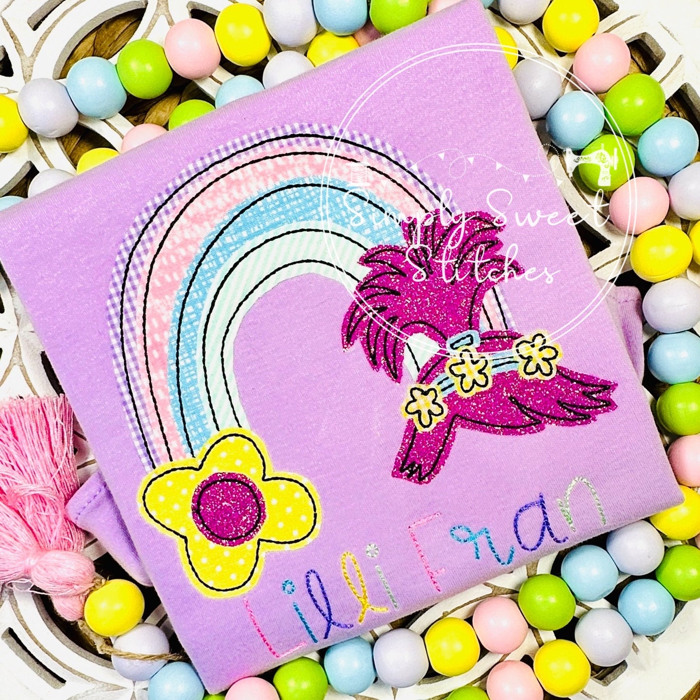 2638 - TROLLS POPPY RAINBOW - APPLIQUE CHILD SHIRT