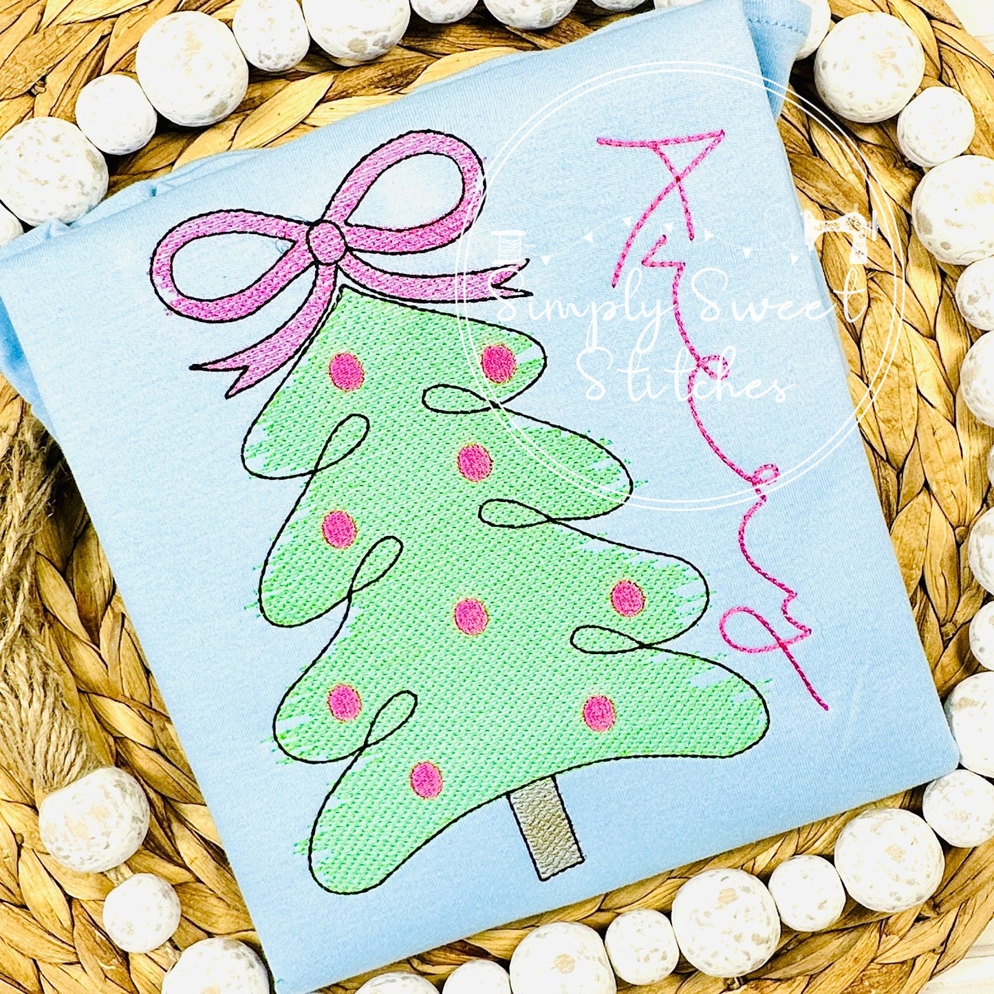 2630 - CHRISTMAS TREE WITH FANCY BOW - SKETCH CHILD SHIRT