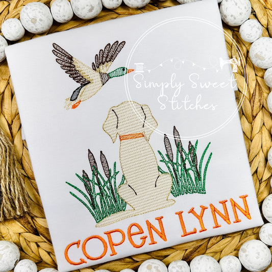 2626 - DUCK HUNTING DOG - SKETCH CHILD SHIRT