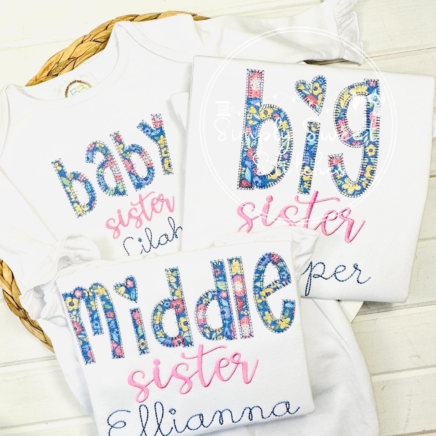 2613 - MIDDLE SISTER SCRIPT - APPLIQUE CHILD SHIRT