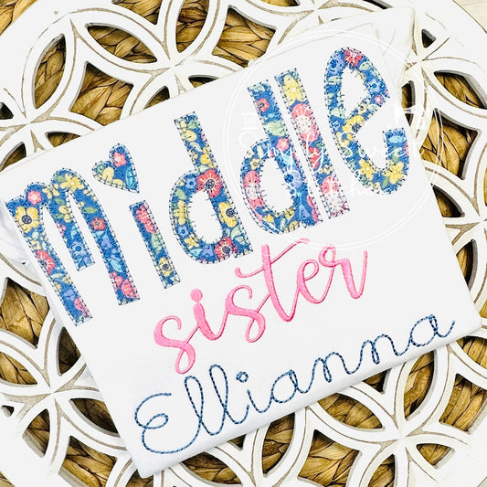 2613 - MIDDLE SISTER SCRIPT - APPLIQUE CHILD SHIRT