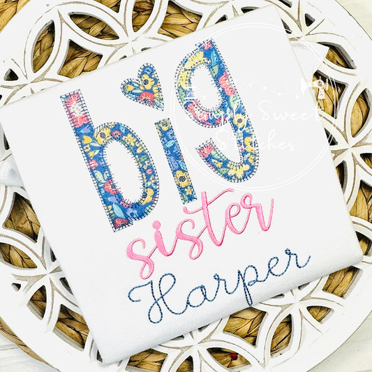 2612 - BIG SISTER SCRIPT - APPLIQUE CHILD SHIRT