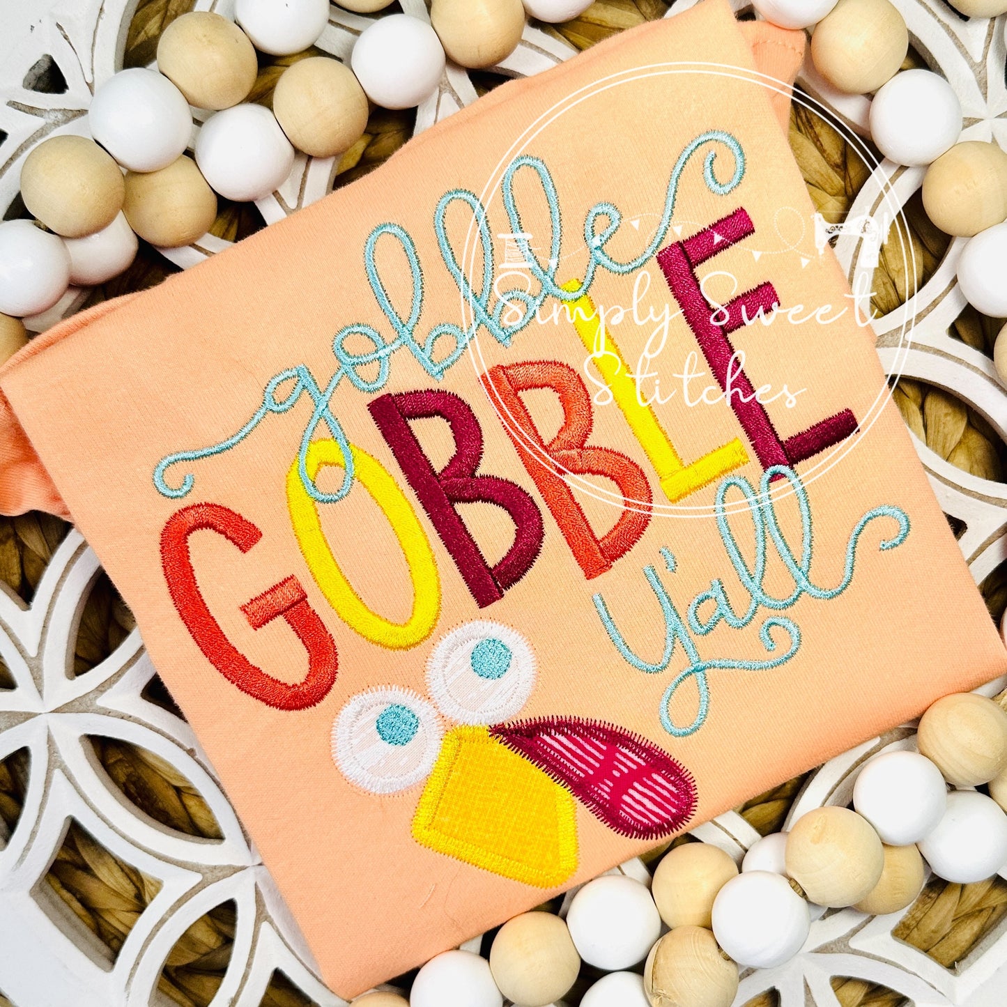 2608 - GOBBLE GOBBLE Y'ALL - EMBROIDERY CHILD SHIRT