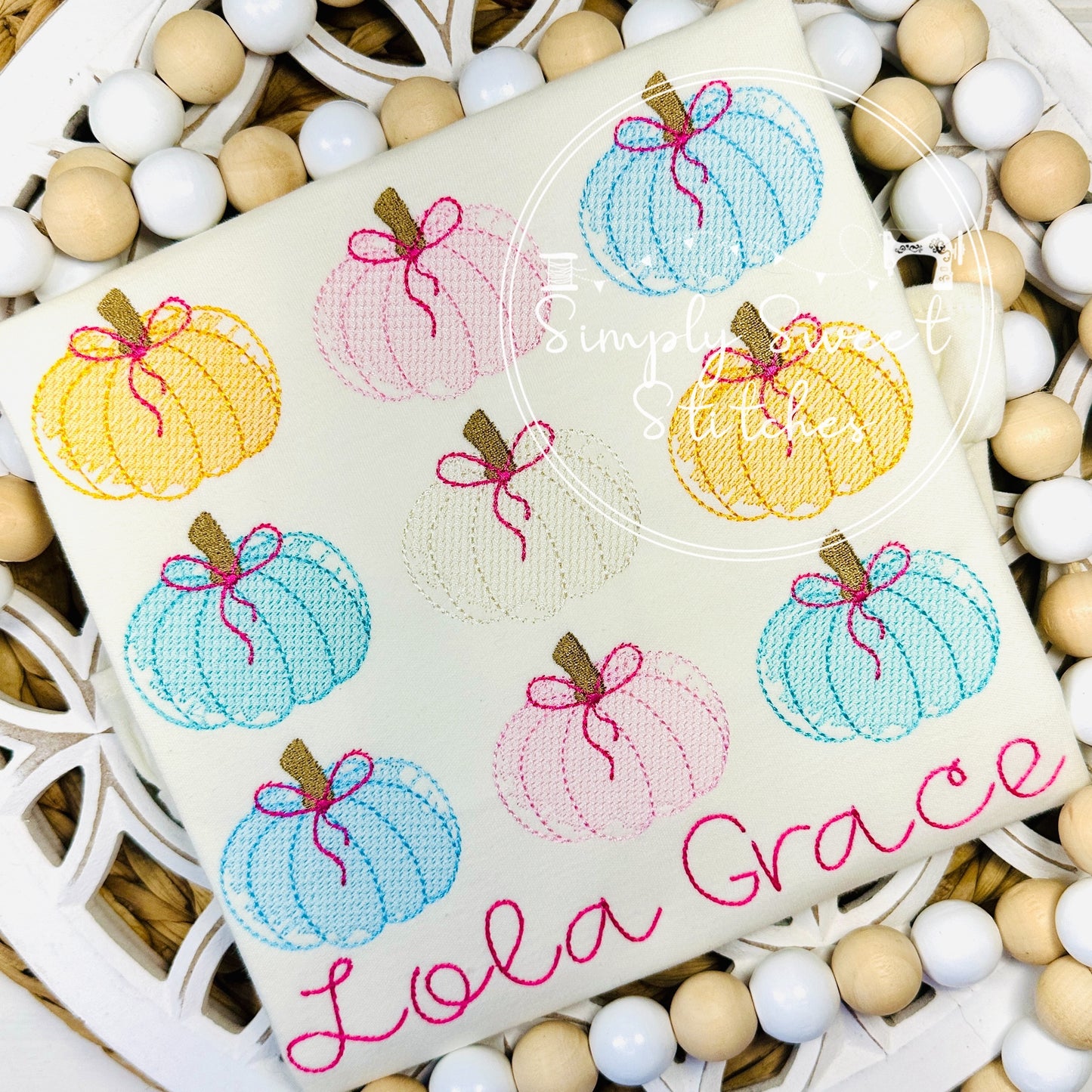 2602 - PUMPKINS WITH BOW - SKETCH CHILD SHIRT