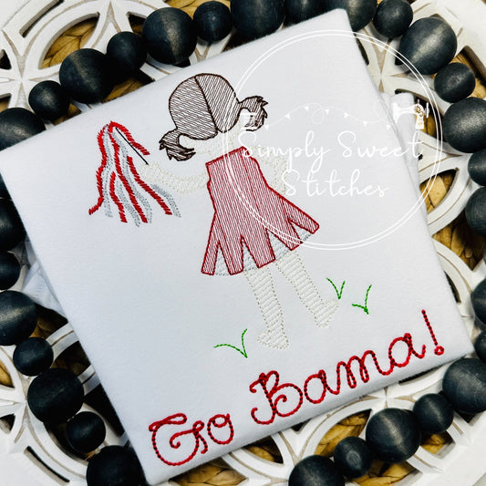 1779 - BAMA CHEERLEADER - SKETCH CHILD SHIRT