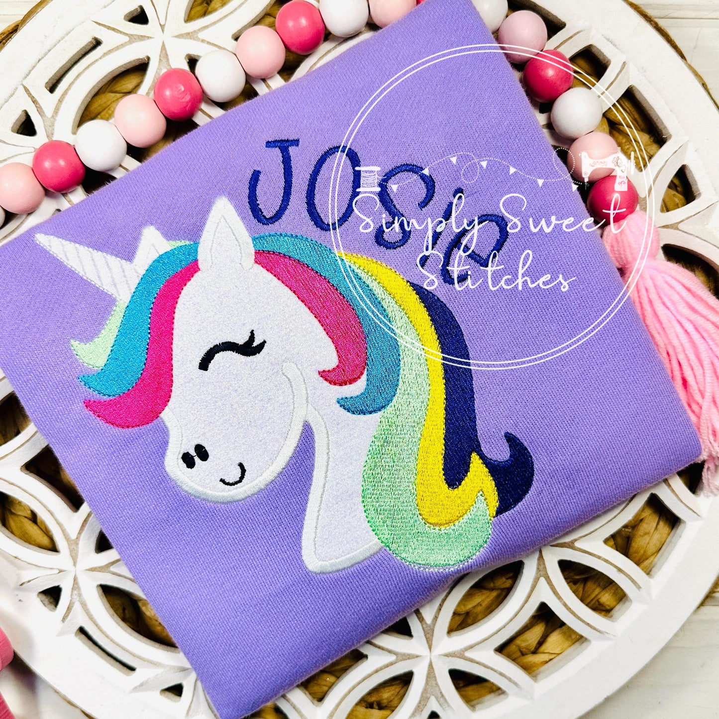 2618 - COLORFUL UNICORN FACE - APPLIQUE CHILD SHIRT