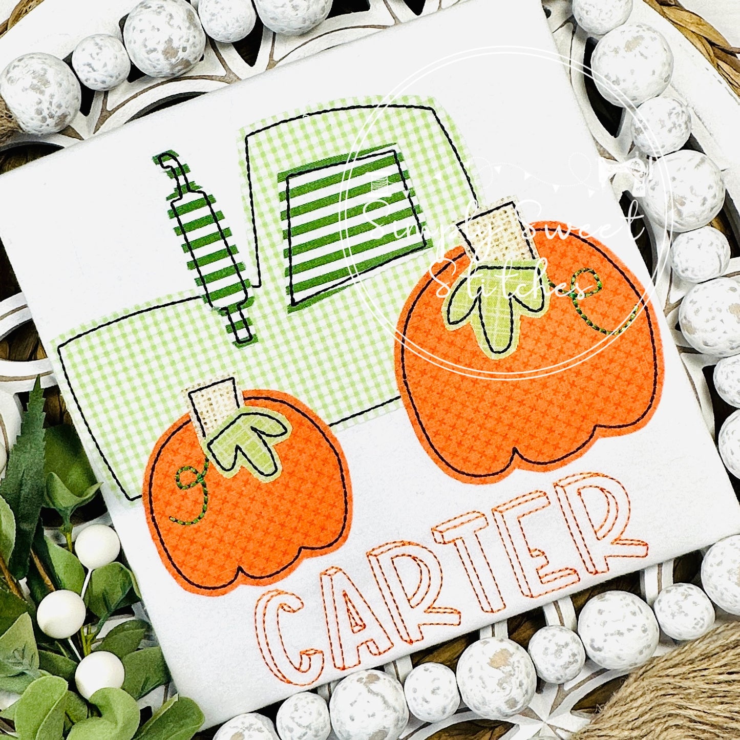 2590 - PUMPKIN TRACTOR - APPLIQUE CHILD SHIRT