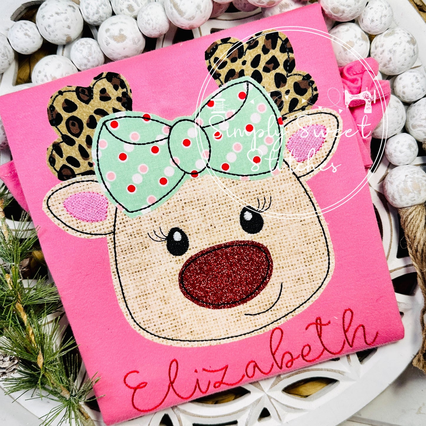 2668 - GIRL REINDEER - APPLIQUE CHILD SHIRT