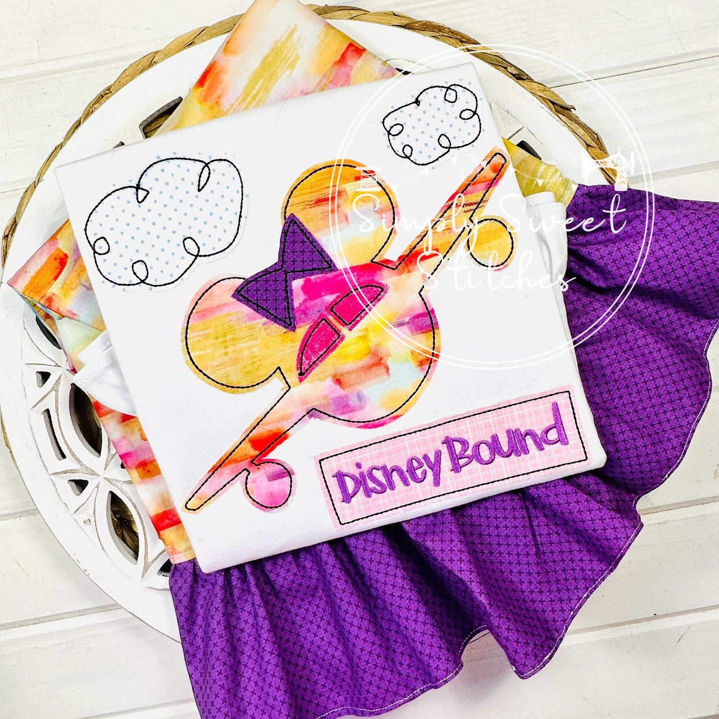 2264 - MISS MOUSE EARS AIRPLANE - APPLIQUE CHILD SHIRT