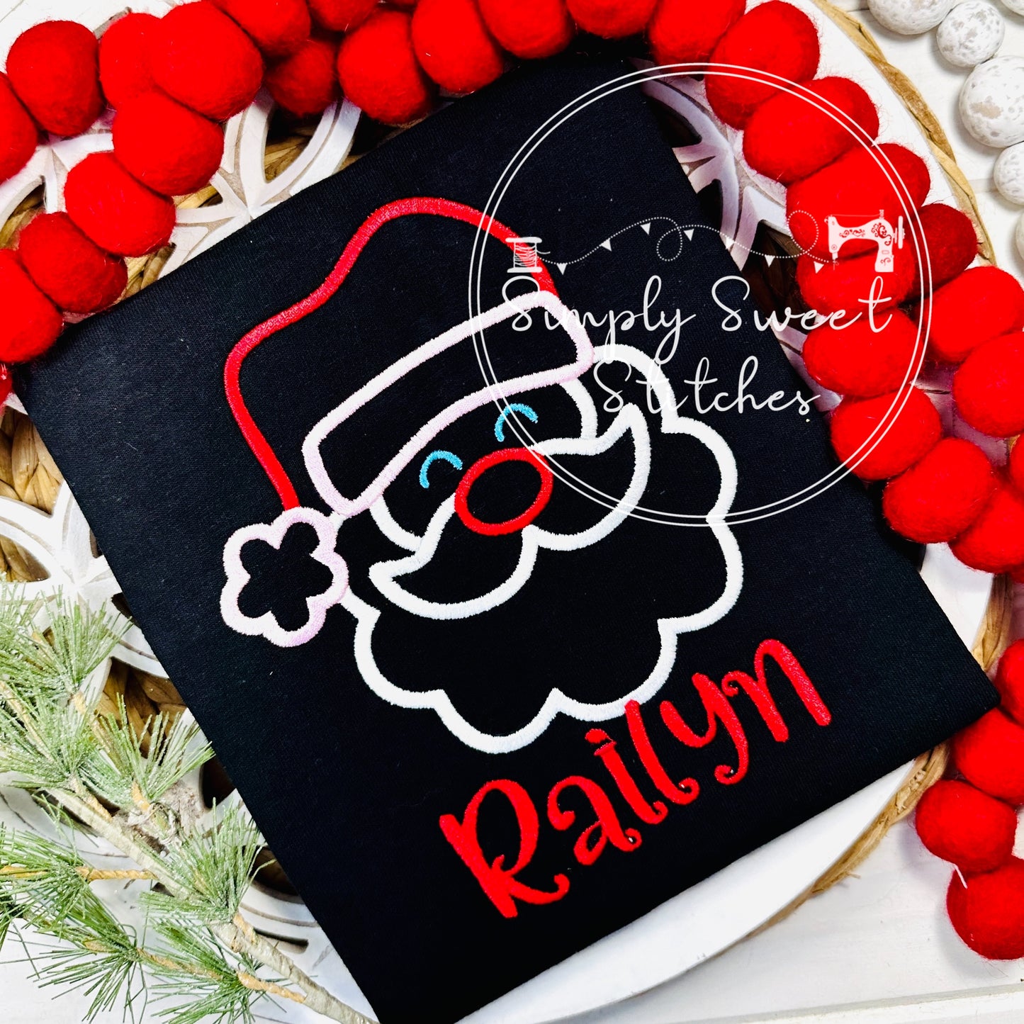 2671 - SANTA FACE SATIN OUTLINE - SKETCH CHILD SHIRT