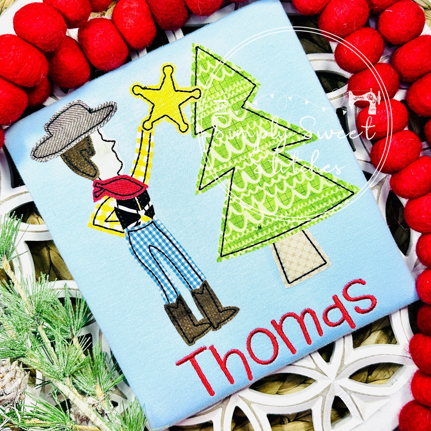2673 - WOODY CHRISTMAS TREE - APPLIQUE CHILD SHIRT