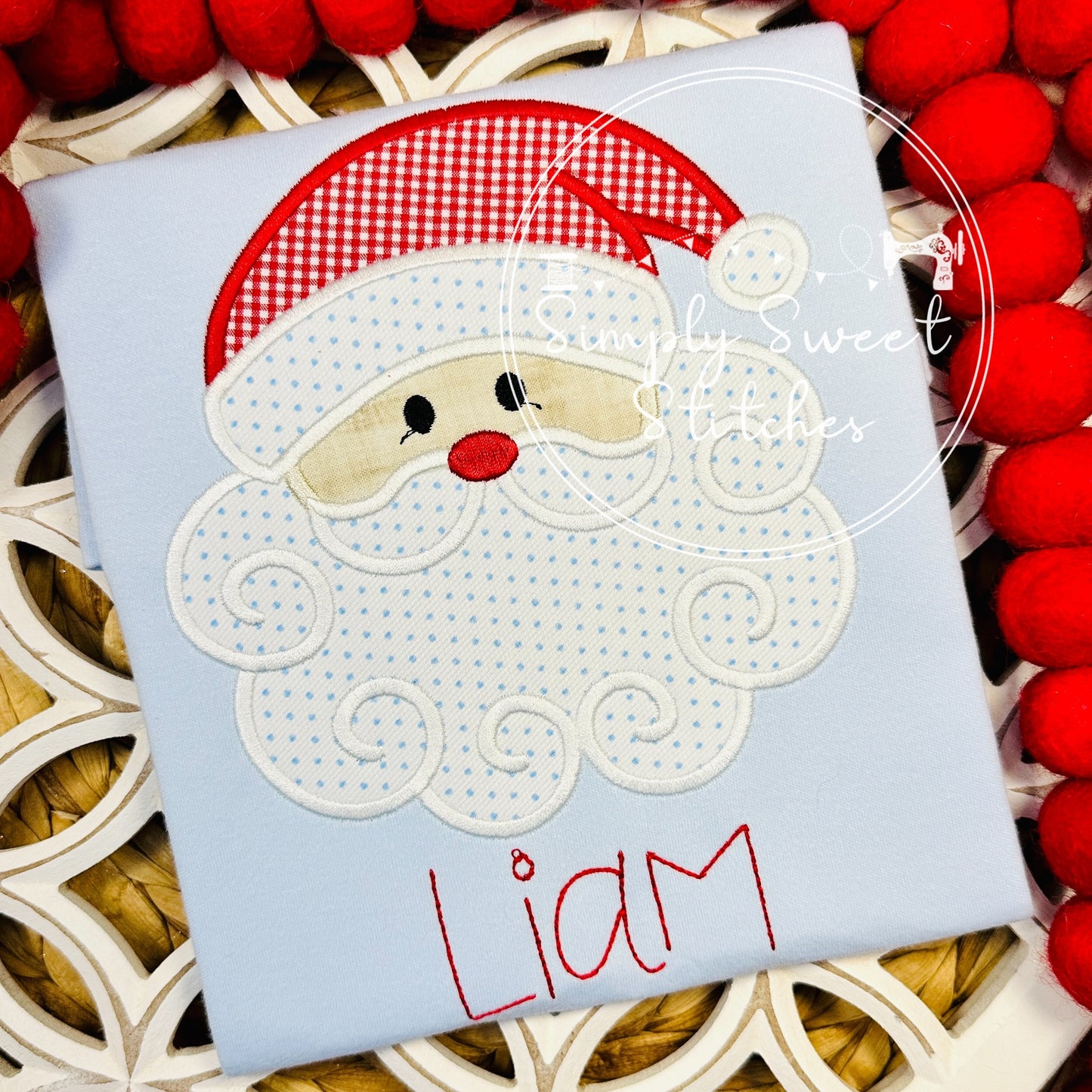 1315 - SWIRLY SANTA FACE - APPLIQUE CHILD SHIRT