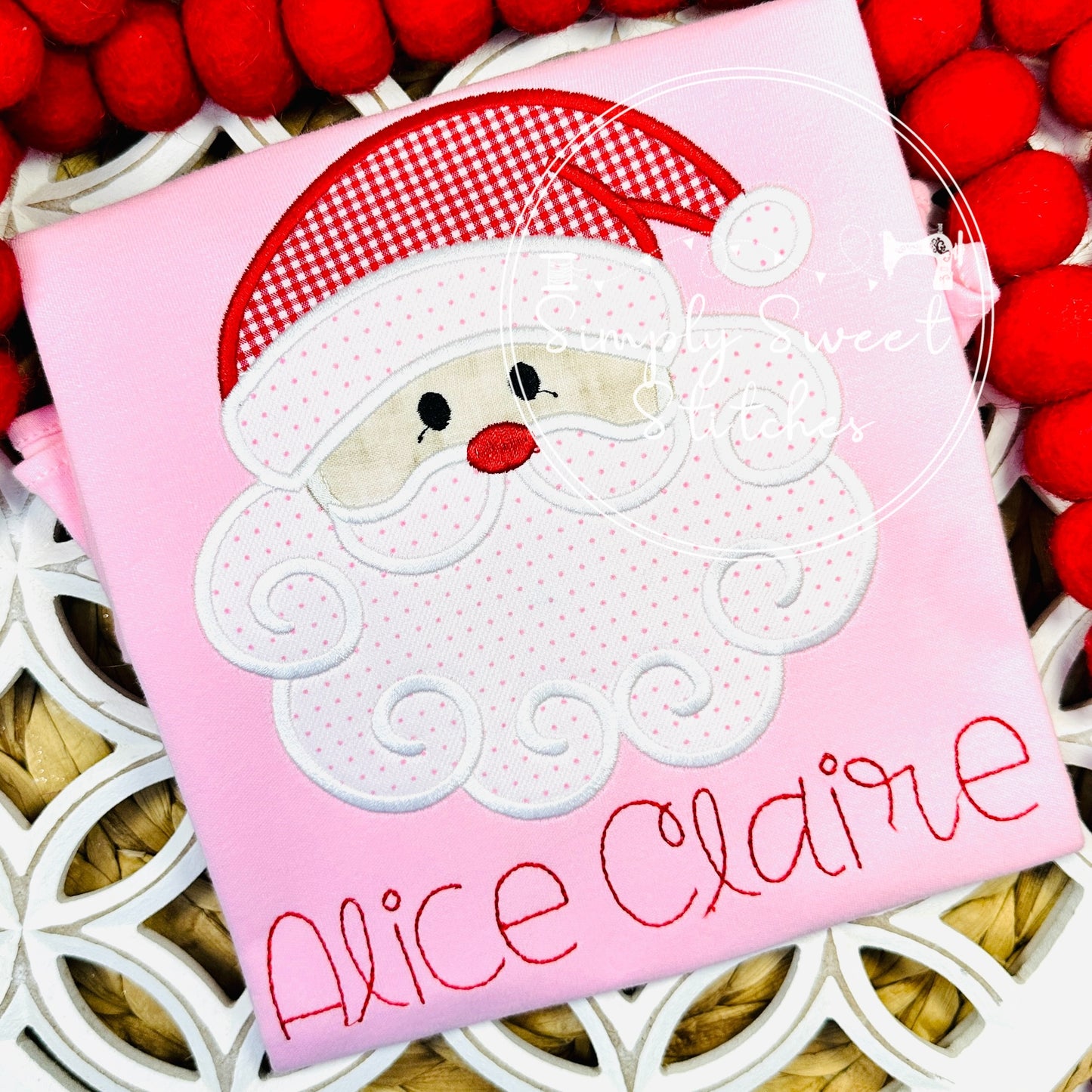 1315 - SWIRLY SANTA FACE - APPLIQUE CHILD SHIRT