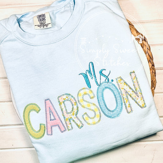1976 - TEACHER NAME - EMBROIDERY ADULT SHIRT