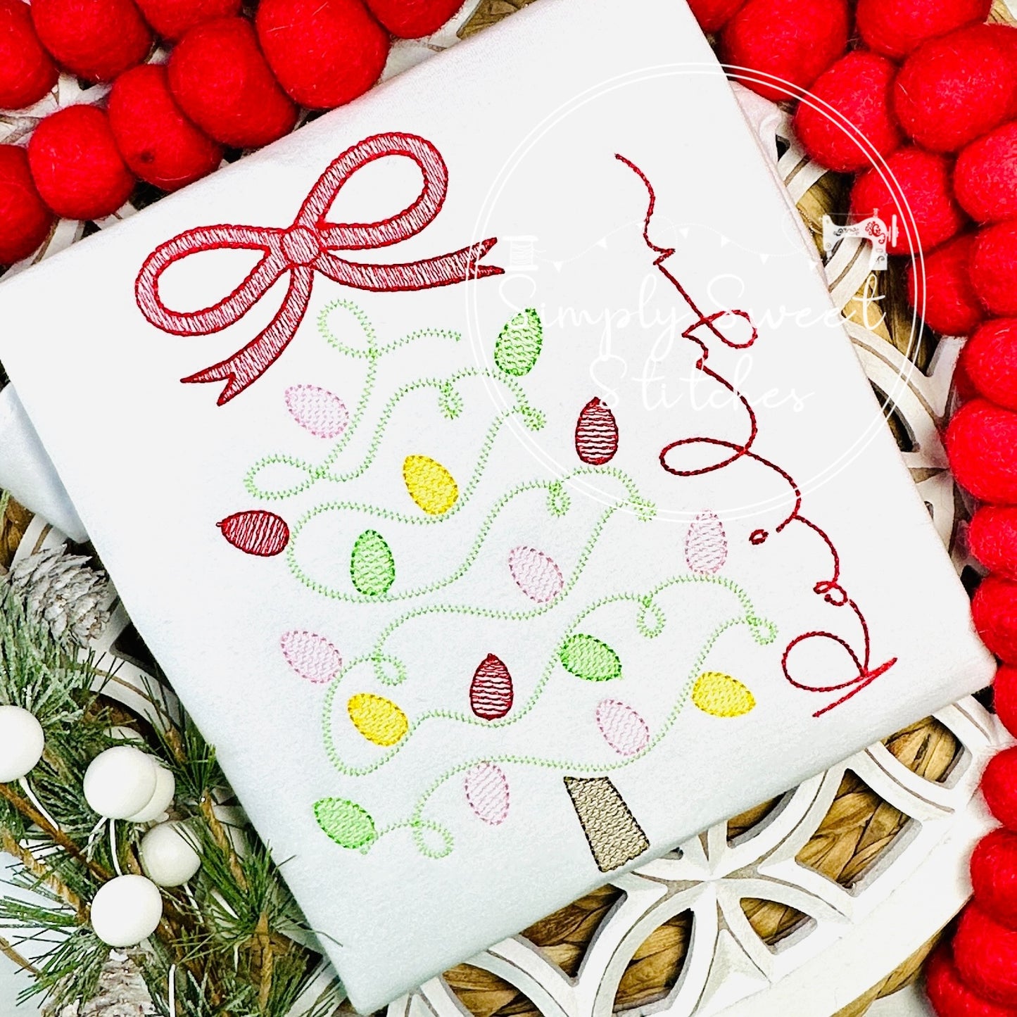 2706 - CHRISTMAS TREE WITH BOW - SKETCH CHILD SHIRT