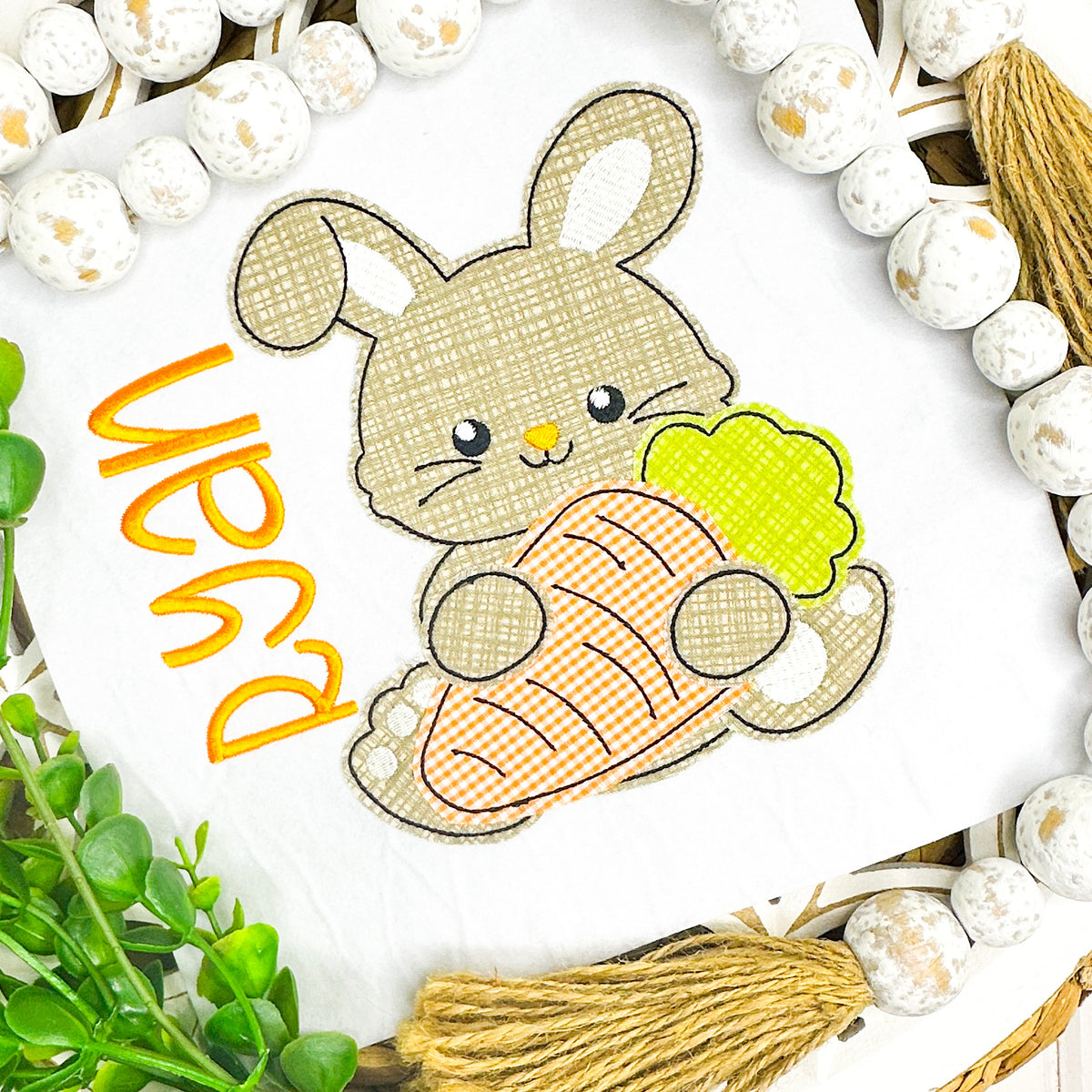 2971 | BOY BUNNY HOLDING CARROT | APPLIQUE CHILD SHIRT