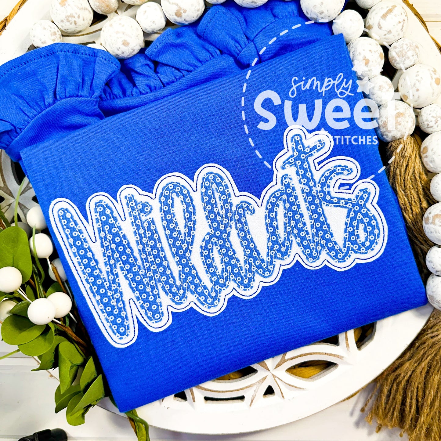2765 - WILDCATS DOUBLE STACK SCHOOL SPIRIT MASCOT NAME - APPLIQUE CHILD SHIRT