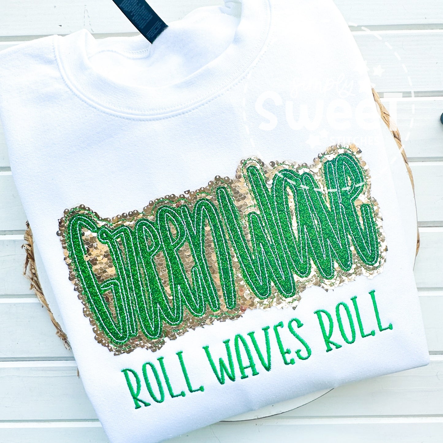 2849 - Greenwave Football Sequin - Adult Sweatshirt