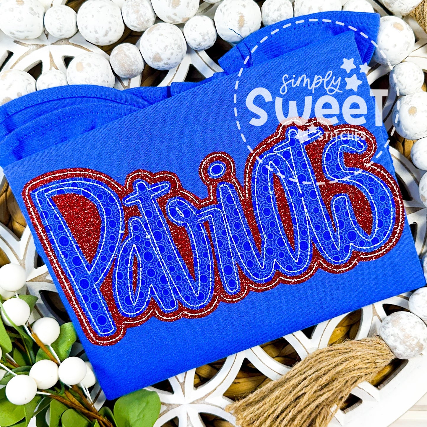 2765 - PATRIOTS DOUBLE STACK SCHOOL SPIRIT MASCOT NAME - APPLIQUE CHILD SHIRT