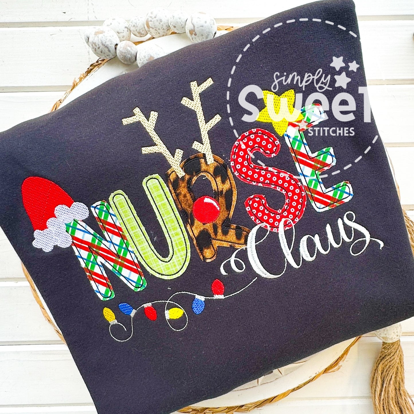 2707 - NURSE CLAUS NAME - APPLIQUE ADULT SHIRT
