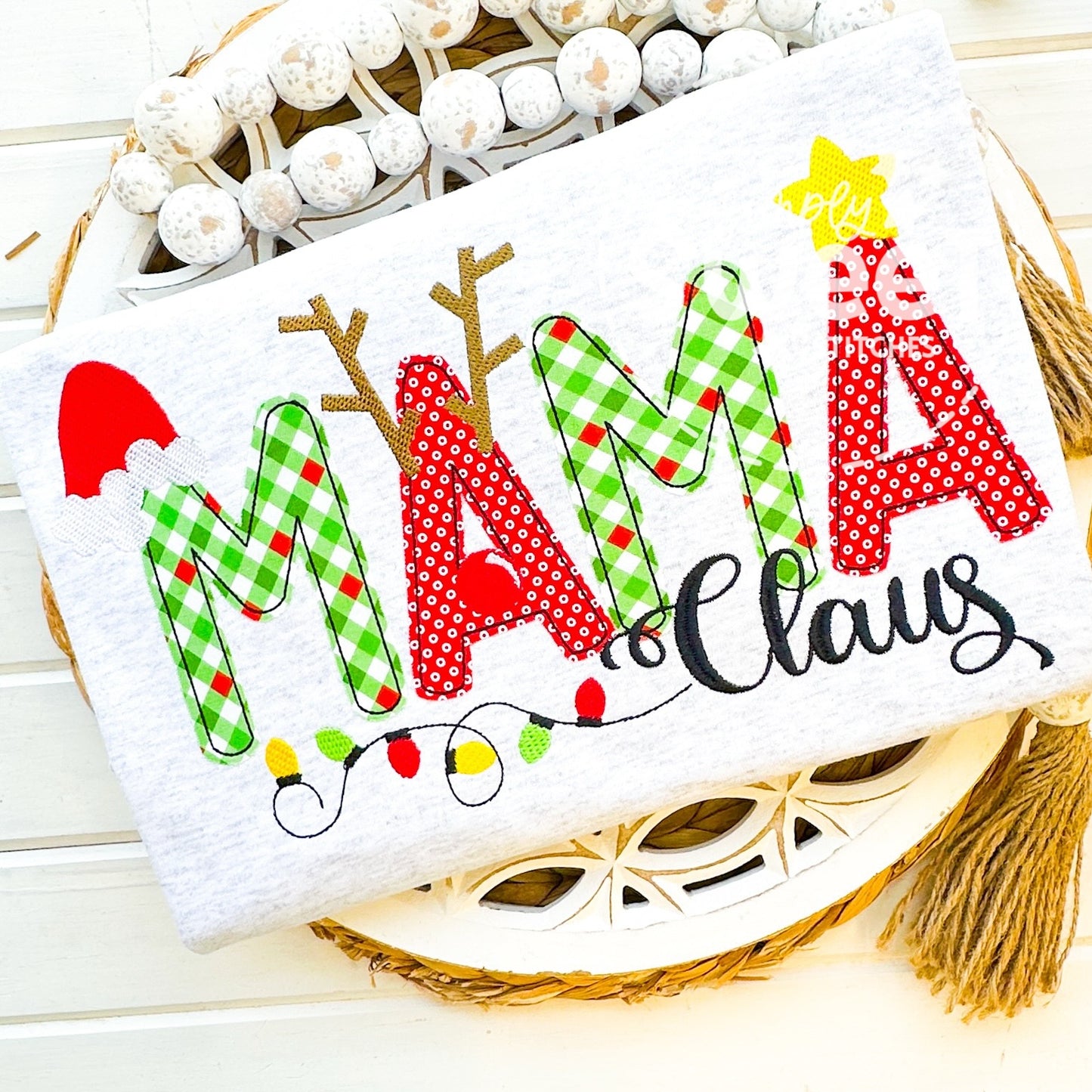 2707 - MAMA CLAUS NAME - APPLIQUE ADULT SHIRT
