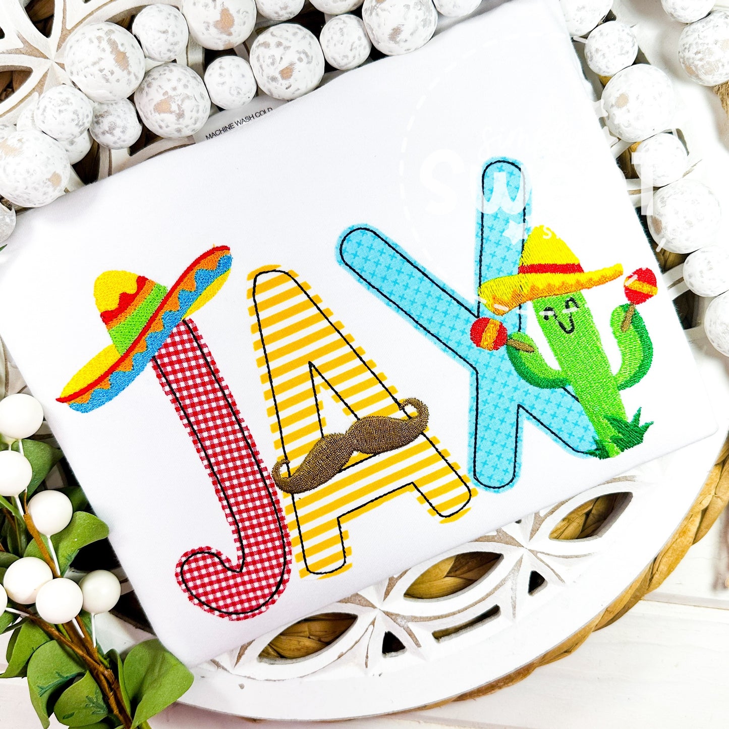 2734 - CINCO DE MAYO APPLIQUE NAME - APPLIQUE CHILD SHIRT