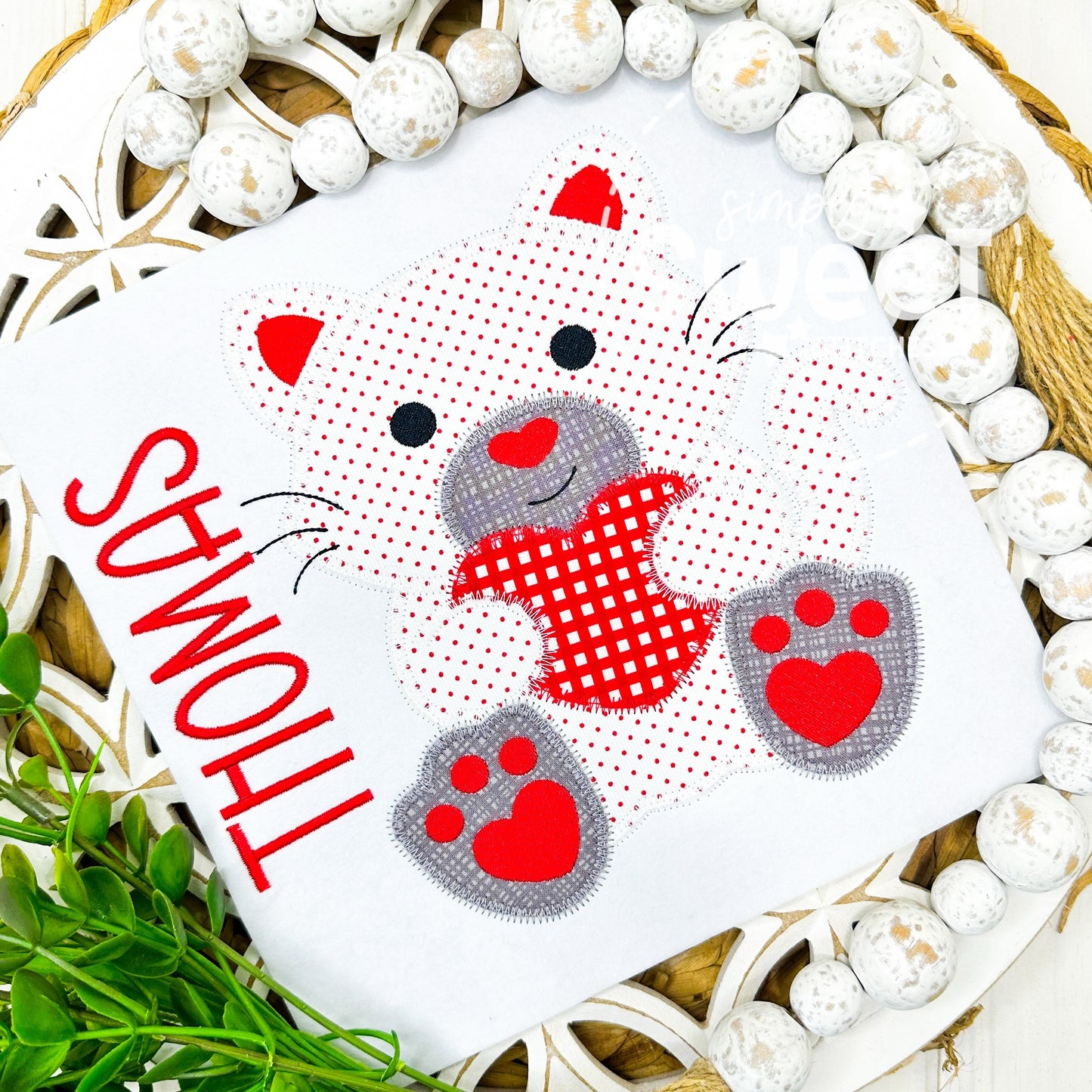 2990 | VALENTINE KITTY CAT | APPLIQUE CHILD SHIRT
