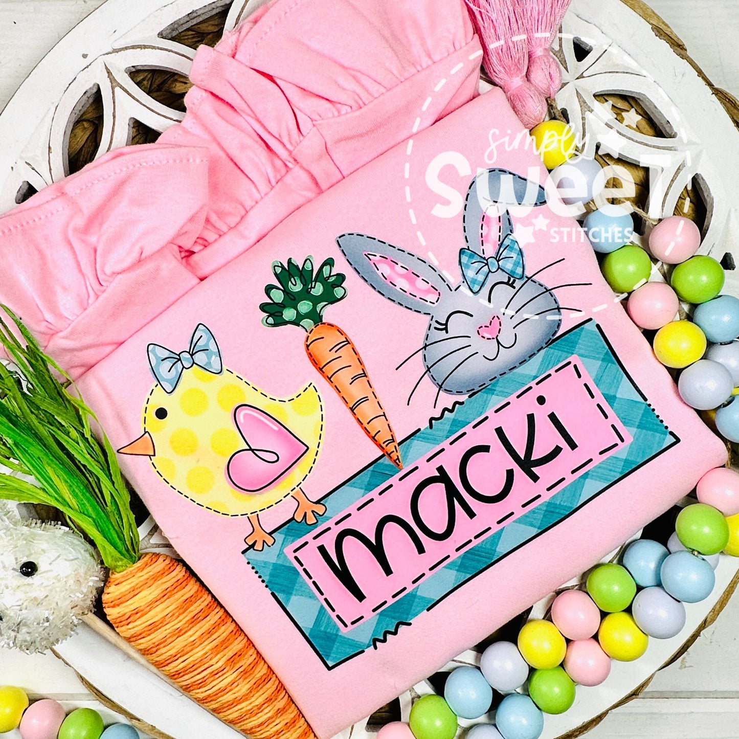 2710 - BIRD CARROT BUNNY EASTER TRIO - HEAT PRESS CHILD SHIRT