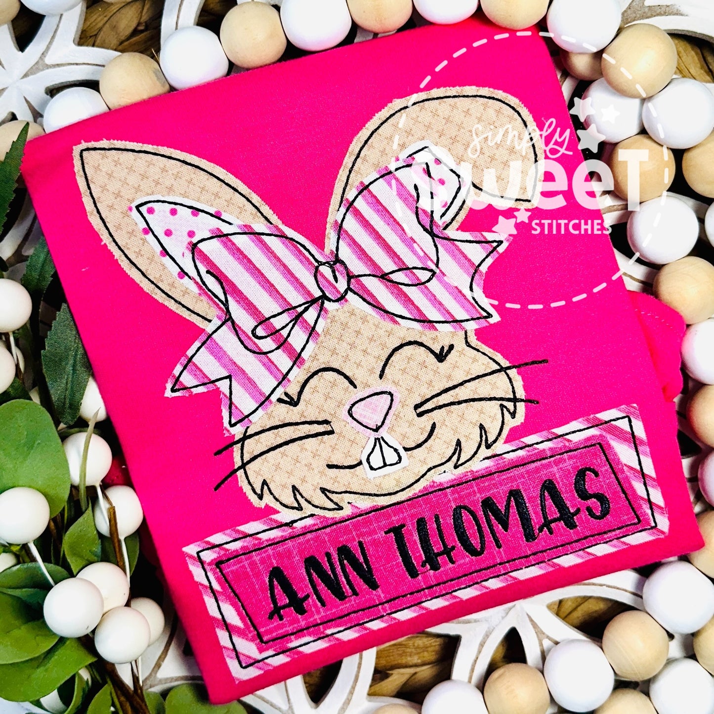 2725 - GIRL BUNNY WITH BOW - APPLIQUE CHILD SHIRT