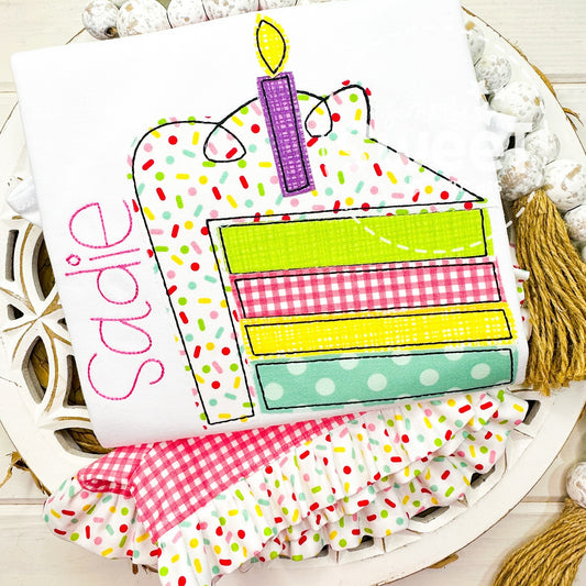 1505 - GIRLS BIRTHDAY CAKE - APPLIQUE CHILD SHIRT