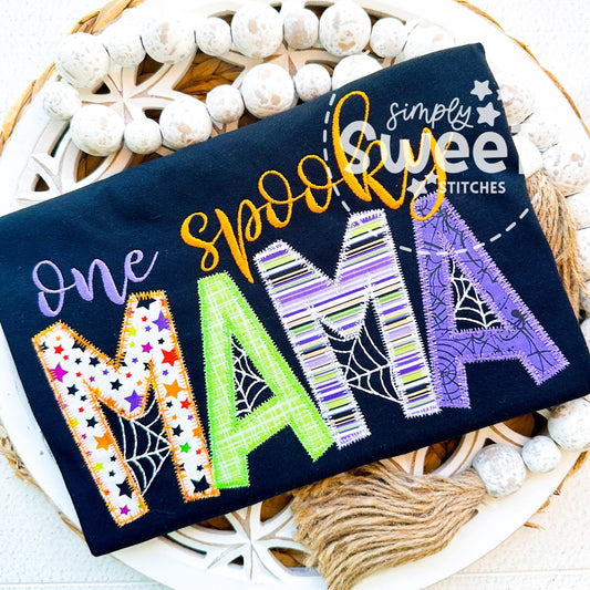 2307 - ONE SPOOKY MAMA - APPLIQUE ADULT SHIRT