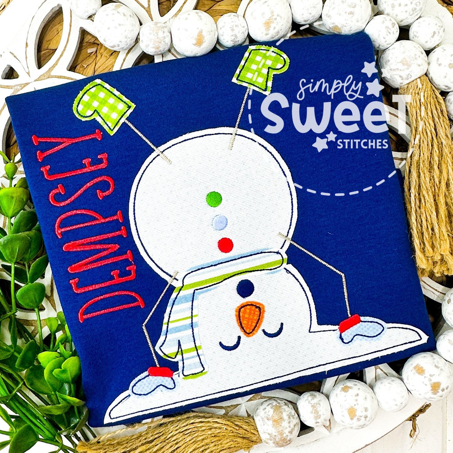 2199 - UPSIDE DOWN SNOWMAN - APPLIQUE CHILD SHIRT
