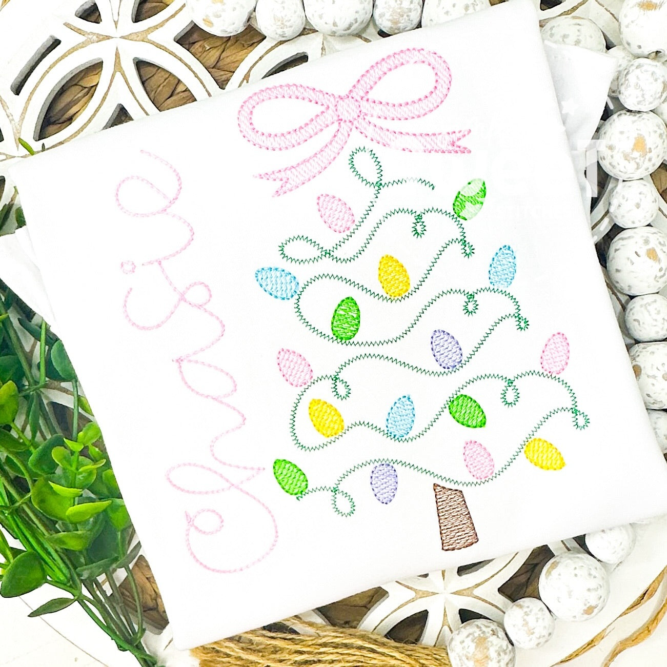 2706 - CHRISTMAS TREE WITH BOW | SKETCH CHILD SHIRT