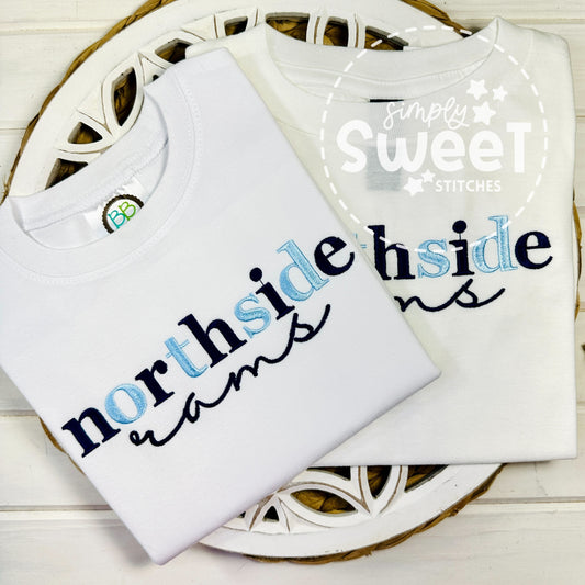 2729 - SCHOOL MASCOT LETTERING - EMBROIDERY CHILD SHIRT