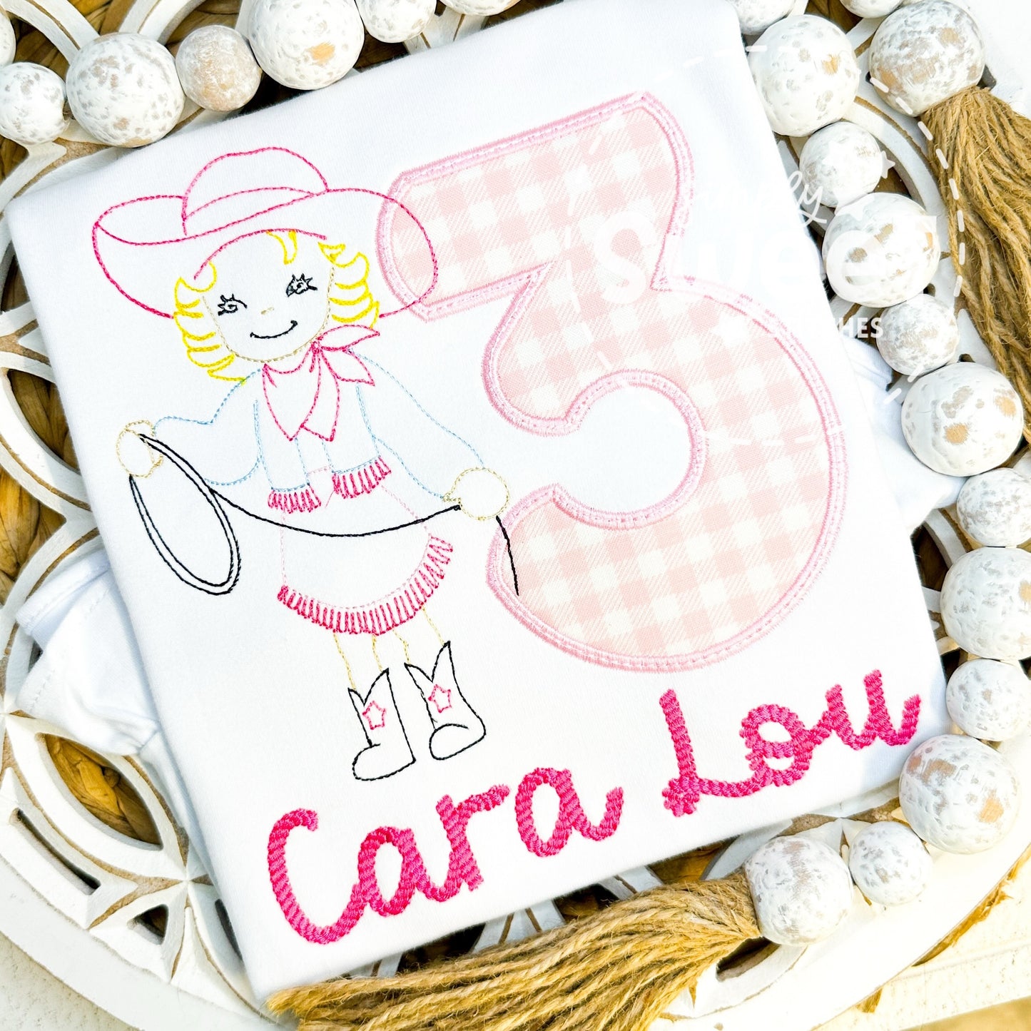 2919 | HOWDY COWGIRL BIRTHDAY NUMBER | APPLIQUE CHILD SHIRT