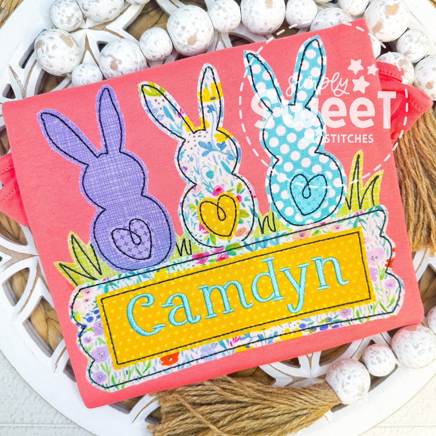 2726 - GIRL BUNNY TRIO - APPLIQUE CHILD SHIRT