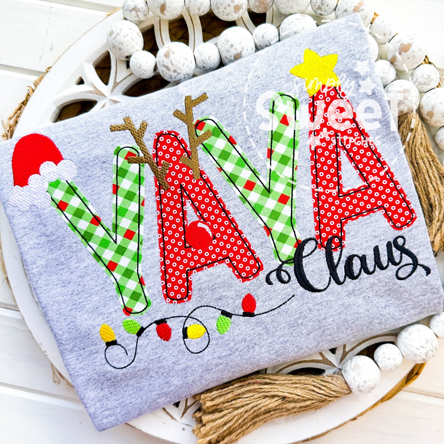2707 - YAYA CLAUS NAME - APPLIQUE ADULT SHIRT