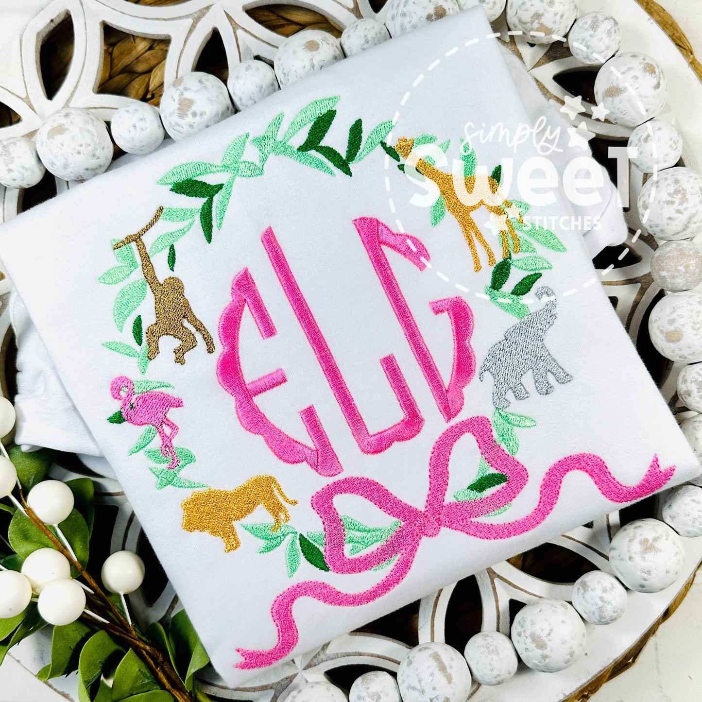 2733 - ZOO ANIMAL FRAME - EMBROIDERY CHILD SHIRT