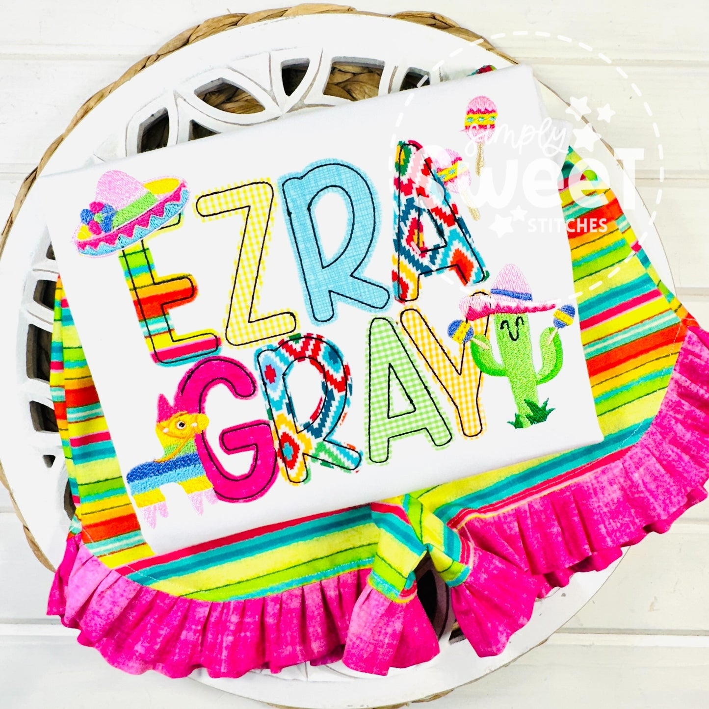 2734 - CINCO DE MAYO APPLIQUE NAME - APPLIQUE CHILD SHIRT